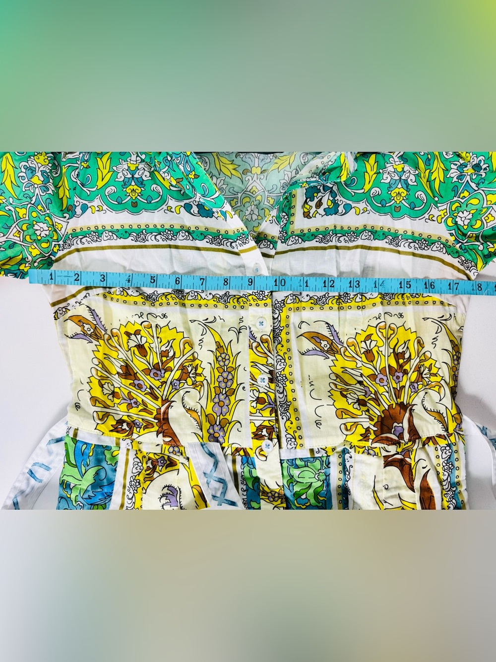 Dizzy Lizzie Dress Size Small printed Multicolor Patchwork Belted Cotton - Picture 7 of 9